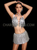 Stardust Silver Rhinestone Bra Skirt Set 
