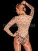 Nude Mock-Neck Long-Sleeve Mardi Gras Sequin Bodystocking