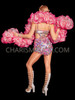 Pink Showgirl Ruffle Boa With Fuchsia Trim