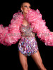 Pink Showgirl Ruffle Boa With Fuchsia Trim
