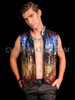 Multicolour Sleeveless Sequin Men Dance Vest