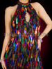 Chic Chroma Turtle Neck Teardrop Sequins Jumpsuit
