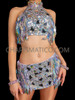 Electro Spark Silver Rave Sequin Top and Skirt