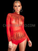 Inferno Elegance Crystal-Embellished Hot Flames Leotard