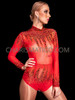 Inferno Elegance Crystal-Embellished Hot Flames Leotard