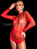 Inferno Elegance Crystal-Embellished Hot Flames Leotard