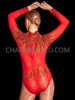 Inferno Elegance Crystal-Embellished Hot Flames Leotard