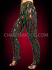 Black Green Rectangular Sequin Rave Festival Legging Pants