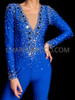 Dark Blue Rhinestone Embellished Rock n Roll Jumpsuit
