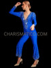 Dark Blue Rhinestone Embellished Rock n Roll Jumpsuit