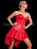 Scarlet Red Vinyl Corset with Flowy Skirt