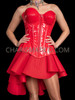 Scarlet Red Vinyl Corset with Flowy Skirt