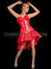 Scarlet Red Vinyl Corset with Flowy Skirt
