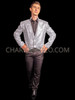 Silver Sequin Tuxedo Men Suit with Tailback
