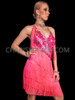 Pink Cha Cha Cha Rhinestone Fringe Latin Dance Dress