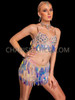 Champagne Teardrop sequin Rave Bra and Shorts