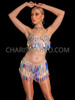 Champagne Teardrop sequin Rave Bra and Shorts