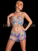 Champagne Teardrop sequin Rave Bra and Shorts