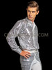 Shimmering Silver 70s Disco Party Men's Sequin Shirt