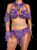 Mystical Amethyst Samba Festival Beaded Bra and Thong Set