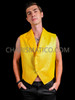 Yellow Glitter Lapel Cabaret Men Vest with Tail