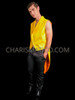 Yellow Glitter Lapel Cabaret Men Vest with Tail