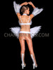 White Swan-Inspired Feather Bra Set with Belt and Arm Bands