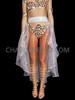 White Organza Open-Front Bustle Burlesque Tail Skirt