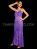 Lavender Glamour Cascade Beaded Fringe Pageant Gown