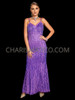 Lavender Glamour Cascade Beaded Fringe Pageant Gown