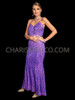 Lavender Glamour Cascade Beaded Fringe Pageant Gown