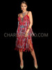 Showstopper Red Silver Sequin Fringe Mid-Length Dress 