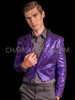 Ravishing Purple Sequin Cabaret Tuxedo Jacket featuring Tail Back