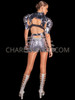 Silver Futuristic Warrior Vinyl Borolo & Skirt Set