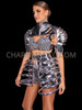 Silver Futuristic Warrior Vinyl Borolo & Skirt Set