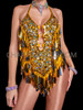 Gleaming Gold Teardrop Sequin Showgirl Leotard