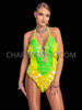 Neon Green Glow-in-the-Dark Oval Sequin Rave Leotard