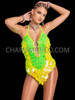 Neon Green Glow-in-the-Dark Oval Sequin Rave Leotard
