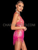 Vibrant Pink Passion Beaded Fringe Dancer's Leotard