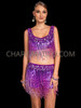 Swift Elegance Taylor's Inspired Purple Beaded Fringe Top & Shorts Set