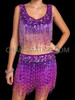 Swift Elegance Taylor's Inspired Purple Beaded Fringe Top & Shorts Set
