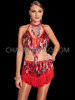 Salsa Sensation Red Rectangular Sequin Dance Dress