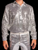 Silver Sparkle Disco Party Men's Shirt and Pants Set