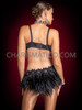 Black Lala La Fleur Burlesque Feather Bra and Skirt Set