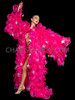Fuchsia Ruffle Organza Drag Queen Coat with Large Star Sequin