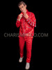 Showstopper Red Sequin Dance Men Jacket and Pants Set 