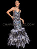 Galactic Zigzag Elegance Silver Black Sequin Drag Queen Gown