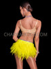 Electric Neon Yellow Glow Samba Feather Bra and Skirt Set 