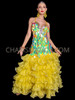  Splendor Yellow Sequin Tiered Ruffled Organza Pageant Gown