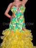  Splendor Yellow Sequin Tiered Ruffled Organza Pageant Gown